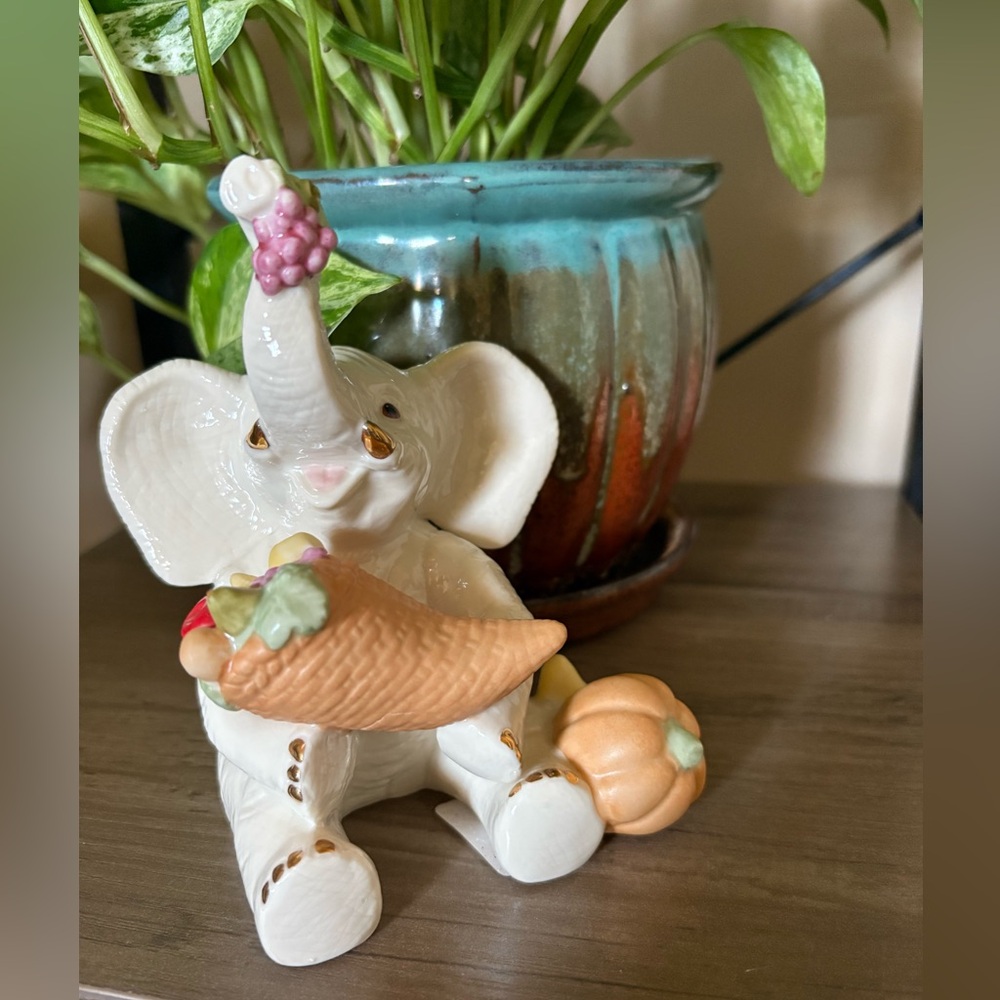 Lenox Harvest Bounty Elephant Figurine with Cornucopia